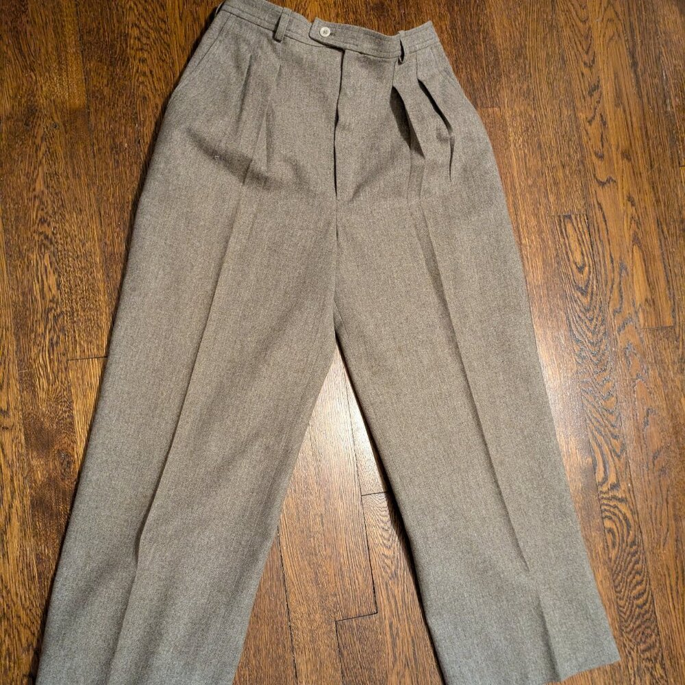 Vintage Yves Saint Laurent Pleated, Cropped, High-waisted Wide Leg Trousers